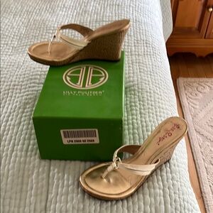 Lilly Pulitzer Ivory High McKim Wedge Sandals size 9M
